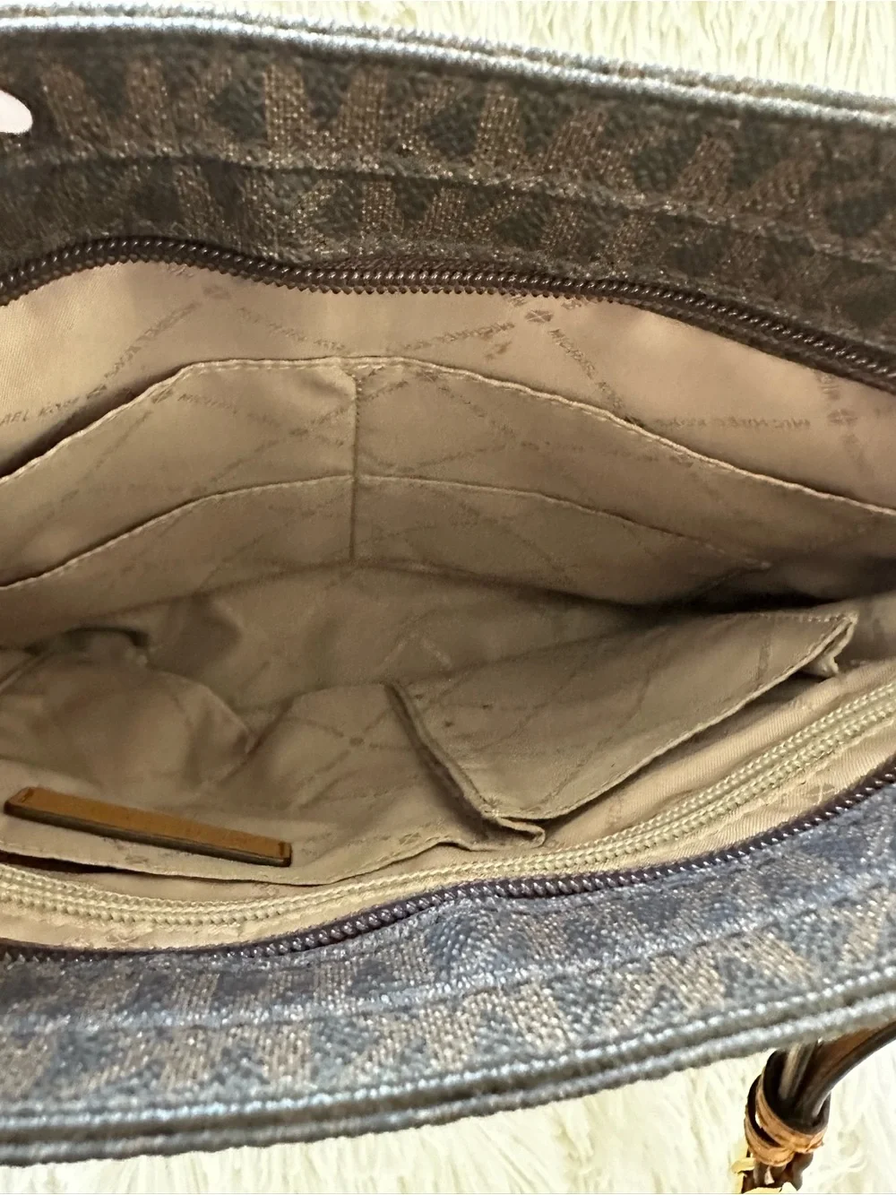 Michael Kors Jet Set Brown MK Signature Coated Canvas Crossbody Messenger Bag